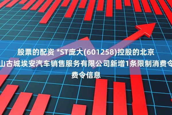 股票的配资 *ST庞大(601258)控股的北京石景山古城埃安汽车销售服务有限公司新增1条限制消费令信息